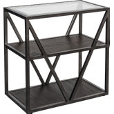 Arista Side Table in Cobblestone Brown & Glass