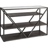 Arista Sofa Table in Cobblestone Brown & Glass