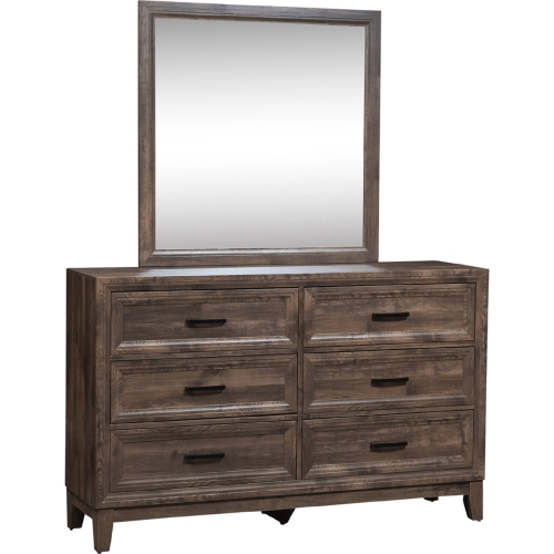 Ridgecrest Dresser & Mirror in Cobblestone Finish