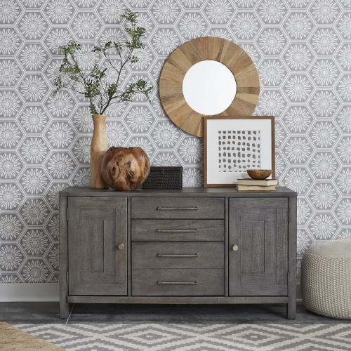 Modern Farmhouse Credenza in Distressed Gray