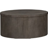 Modern Farmhouse Drum Cocktail Table in Distressed Charcoal