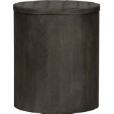 Modern Farmhouse Drum End Table in Distressed Charcoal
