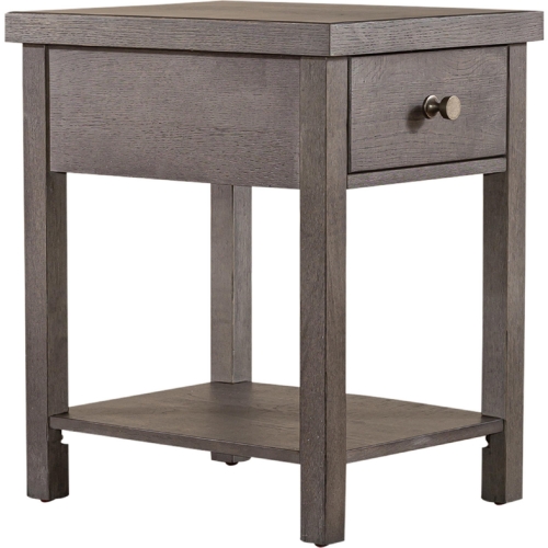 Modern Farmhouse 1 Drawer Chair Side Table in Distressed Charcoal Gray