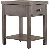 Modern Farmhouse 1 Drawer Chair Side Table in Distressed Charcoal Gray