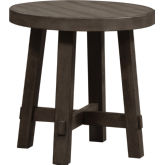 Modern Farmhouse Round End Table in Distressed Charcoal