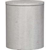 Modern Farmhouse Drum End Table in Distressed White