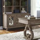 Simply Elegant Credenza in Heathered Taupe & Antique Mirror