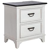 Allyson Park 2 Drawer Nightstand with Charging in Brushed White & Charcoal