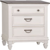 Allyson Park Nightstand with Charging in Brushed White & Charcoal Gray