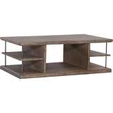 City Scape Coffee Cocktail Table in Brushed Burnished Beige Wood