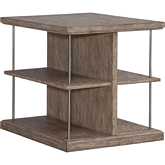 City Scape End Table in Brushed Burnished Beige Wood