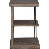 City Scape Chair Side End Table in Brushed Burnished Beige Wood