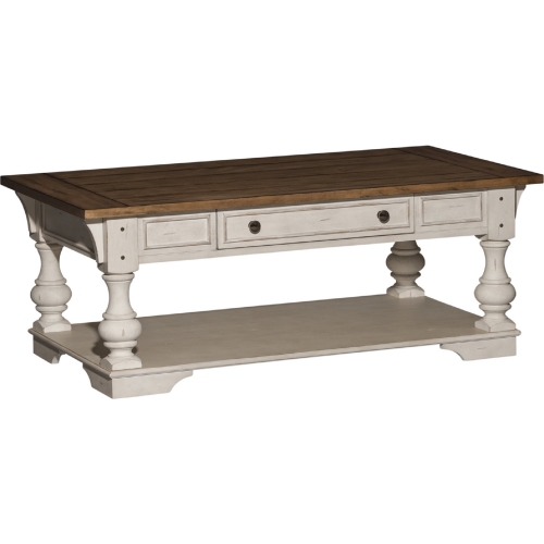 Morgan Creek Cocktail Table in White & Brown