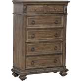 Carlisle Court 5 Drawer Chest in Waxed Chestnut Finish Wood
