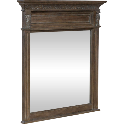 Carlisle Court Landscape Mirror in Waxed Chestnut Finish Wood