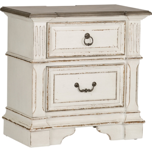 Abbey Park Nightstand with Charging in Antique White