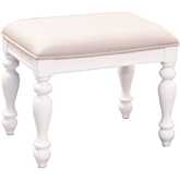 Summer House I Vanity Stool in Oyster White Finish Wood & Linen