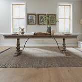 Americana Farmhouse 102" Trestle Dining Table in Dusty Taupe Finish Wood