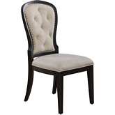 Americana Farmhouse Dining Chair in Black & Tufted Linen (Set of 2)