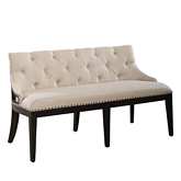Americana Farmhouse Shelter Dining Bench in Black & Tufted Linen