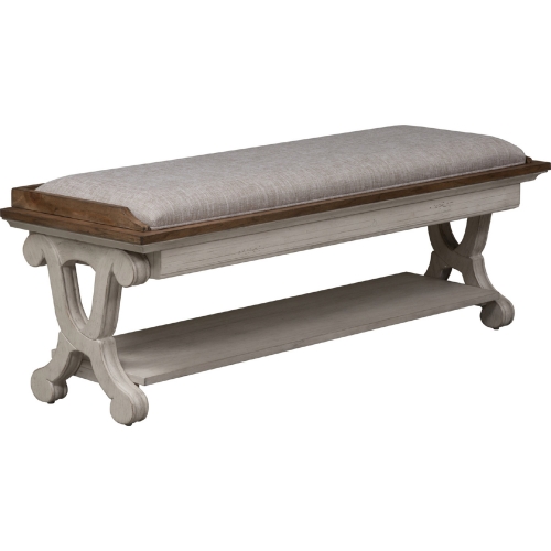 Farmhouse Reimagined Bench in White & Brown