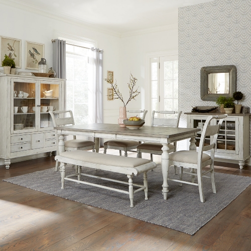 Whitney 6 Piece Dining Set in Weathered Gray