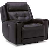 Carrington Power Recliner with USB in Dark Brown Top Grain Leather