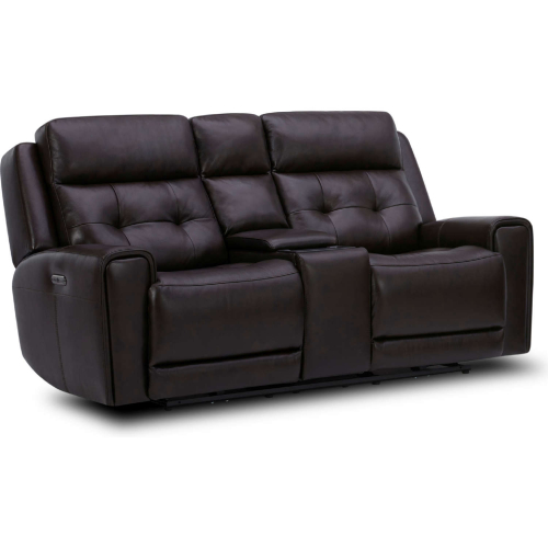 Carrington Power Recline & Zero Gravity Console Loveseat in Dark Brown Top Grain Leather