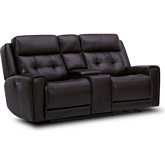 Carrington Power Recline & Zero Gravity Console Loveseat in Dark Brown Top Grain Leather