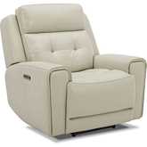 Carrington Power Recliner with USB in Baja Stone Top Grain Leather