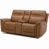Cooper Power Recline & Zero Gravity Console Loveseat in Camel Top Grain Leather
