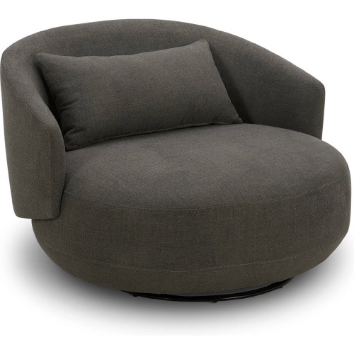 Haley Swivel Cuddler Accent Chair in Charcoal Gray Fabric