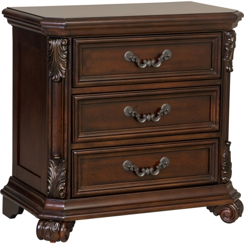 Messina Estates 3 Drawer Nightstand in Distressed Cognac