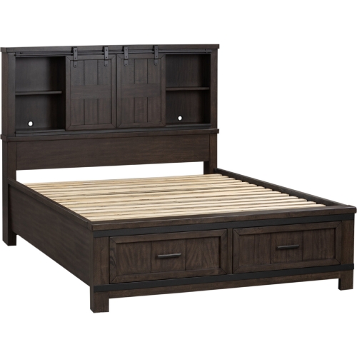 Thornwood Hills King Bookcase Bed in Rustic Gray
