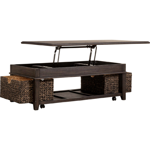 Mill Creek Lift Top Coffee Cocktail Table in Peppercorn Brown Finish Wood