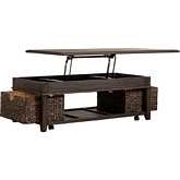 Mill Creek Lift Top Coffee Cocktail Table in Peppercorn Brown Finish Wood