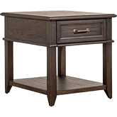 Mill Creek Drawer End Table in Peppercorn Brown Finish Wood