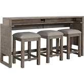 Bartlett Field 4 Piece Console Table Set in Taupe Wood & Oatmeal Fabric