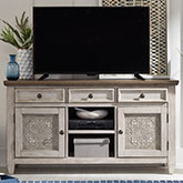 Heartland 56" TV Stand Console in Antique White & Tobacco