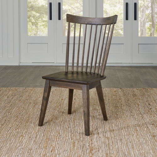 Midland Falls Spindle Back Dining Chair in Rustic Brown Wood