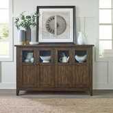 Midland Falls Buffet in Rustic Brown Wood & Seeded Glass