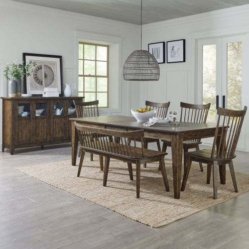 Midland Falls 6 Piece Dining Set in Rustic Brown Wood