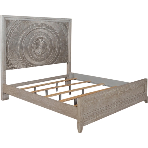 Belmar King Panel Bed in Washed Taupe & Silver Champagne