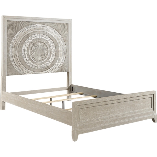 Belmar Queen Panel Bed in Washed Taupe & Silver Champagne