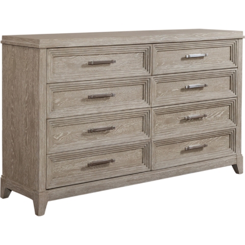 Belmar 8 Drawer Dresser in Washed Taupe & Silver Champagne