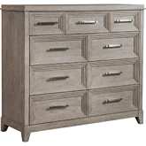 Belmar 9 Drawer Dresser in Washed Taupe & Silver Champagne