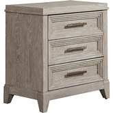 Belmar 3 Drawer Nightstand in Washed Taupe & Silver Champagne