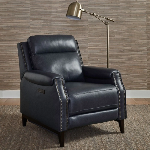 Rawling Triple Power Recliner in York Navy Blue Leather