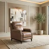 Rawling Manual Pushback Recliner in York Sand Brown Leather