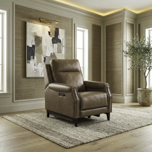Rawling Triple Power Recliner in York Sand Brown Leather